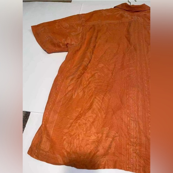 Tommy Bahama mens 100% silk orange button up shirt Hawaiian Size 2XL - Picture 8 of 11